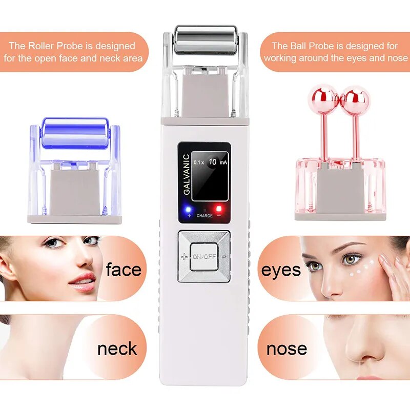 Galvanic Microcurrent Skin Firming Whiting Machine Iontophoresis Anti Aging Massager Skin Care